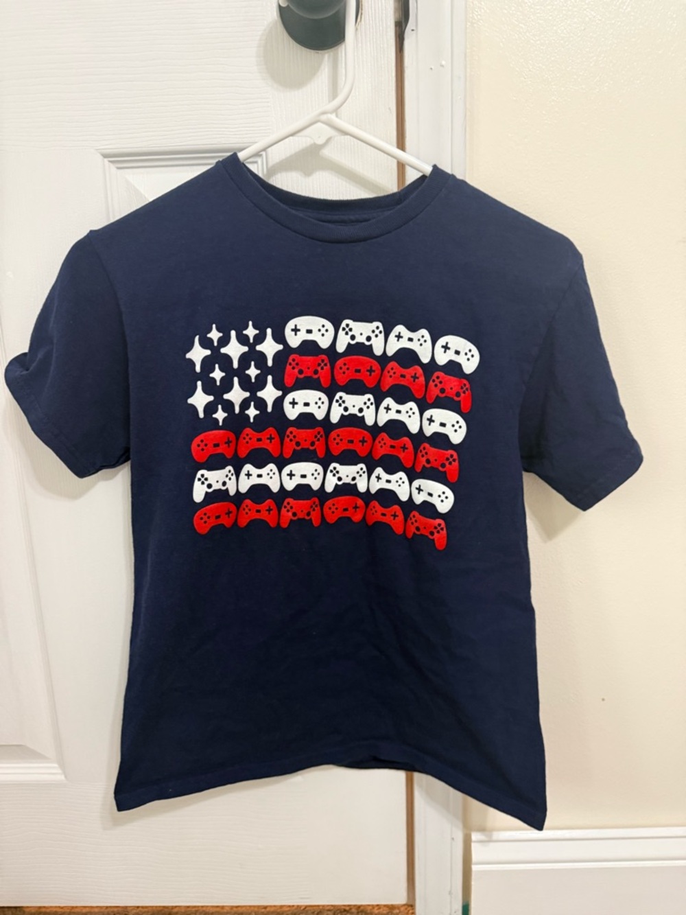 Hybrid Apparel Navy Kids Graphic Game Controller American Flag Tee